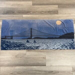 Luciano Vintage Golden Gate Bridge San Francisco Beach Towel Blue 64x27 Cotton